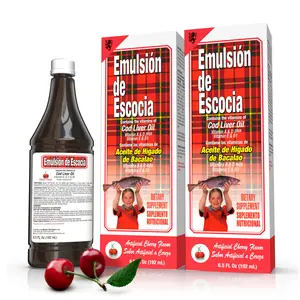 Emulsión De Escocia: Cherry Cod Liver Oil For Immune Support - Vitamins A, D, E, B1 & Omega-3 - Dietary Supplement 2-Pack, Natural Supplements, Brain