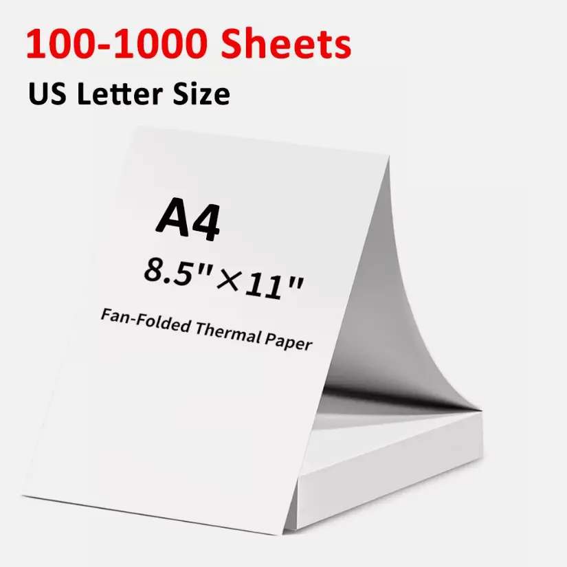100-1000 Sheets Thermal Printer Paper 8.5" x 11" US Letter Size Thermal Paper
