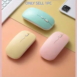 Macaron Color Plastic Wireless Silent Mouse, Universal Wireless Mouse for iPad, Laptop, Android, Windows Tablet, Rechargeable Battery