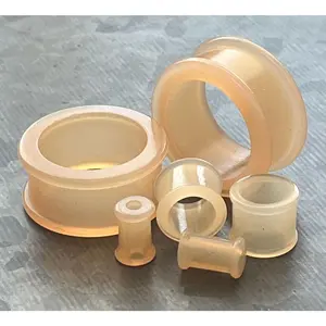 PAIR of Unique Peach Silicone Double Flare Tunnels - Gauges 6g (4mm) up to 1" (25mm)