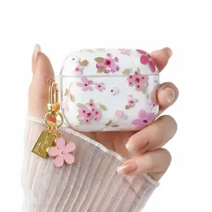 Cute Floral AirPods Case for Girls  | Pink Rose & Blossom Aesthetic Cover for AirPods Pro 3 / AirPods 4