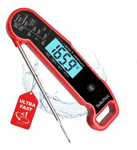 Meat Thermometer, Professional Food Thermometer, <1 Sec Instant Read, ±0.5℉ Accuracy, Thermocouple Sensor, Waterproof Digital Thermometer for Cooking, BBQ, Grill, Him Dad Birthday Gifts, Red