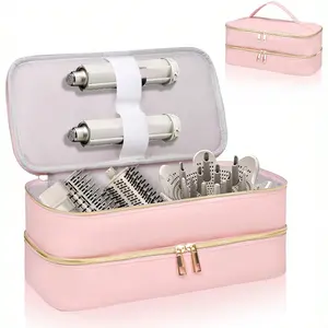 %Double Decker Hair Tool Travel Case With Hair Dryer Bag, Large Capacity Hair Tool Travel Suitcase, Hair Dryer Storage Case Flat Curl Iron Travel Organizer, Travel Suitcase, Double Storage Case, Hair Tool Storage Bag Styler & Accessories Storage Bag