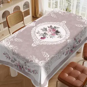 Vintage European Rose Carved Tablecloth, Picnic Table Cover, Washable Elegant Court Style, Perfect for Picnic, Camping, Wedding, Birthday Party, Christmas
