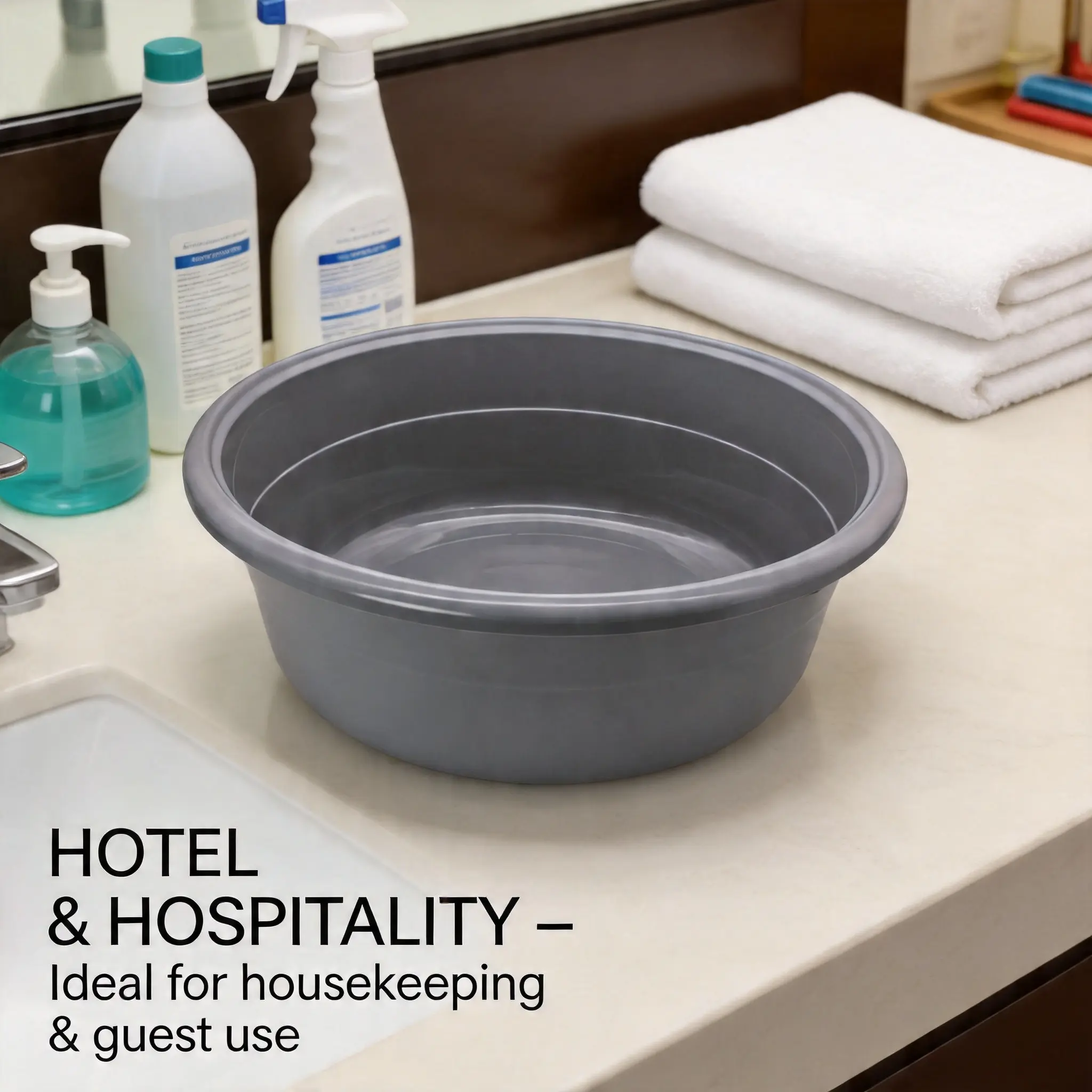 Multi-Purpose Plastic Washbasin Set - Extra Large Round Laundry Tubs in 3 Sizes | Durable Nestable Basins for Home, Cleaning & Foot Soak (Random Color: White/Gray)