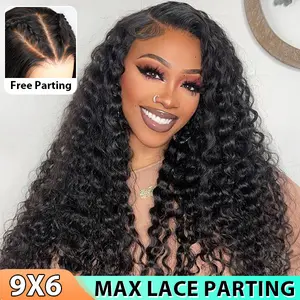 CurlyMe Wear Go Glueless Water Wave Hair Pre bleached Knots Pre cut HD Lace Front Wigs Pre plucked Natural Black #FallFreshness