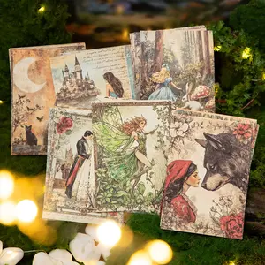 Fairy Tale Theme 180 Pieces Light Paper Material Retro Style DIY Handbook Base Decoration Art Stickers for Scrapbooking Photo Album Crafts