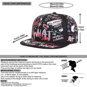 Unisex Letter Graffiti Hip Hop Hat Turning Hat Outdoor Adjustable Sunscreen Leisure Hat Spring Autumn Travel Tourism Beach Vacation