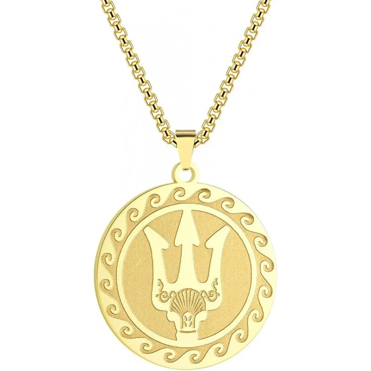 Poseidon Greek God Of The Sea Stainless Steel Necklace For Men Women Trident Talisman Pendant Necklace Jewelry