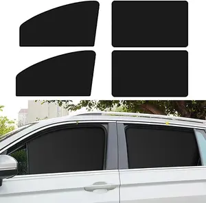 B BRAZIFY Car Side Window Shades 4 PCS Privacy Curtains 100% Block Light for Breastfeeding Front & Back 4pcs Heating Nano Black Tape & Polyester Easy Install with 10 Magnet Car Window Insect Screen  Shade  Windshield Sun Shade Accordion