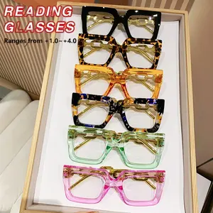 6-Pack Reading Glasses Set, Unisex Square Frame Eyewear for Daily Use, Ideal for Students Women Elderly, Simple Plain Lenses