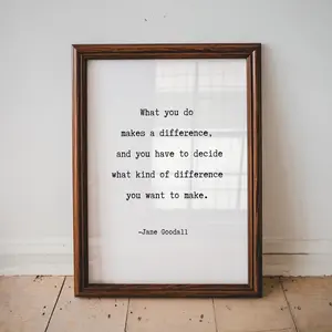 [UNFRAMED POSTER] Jane Goodall Quote, Inspirational Wall Art, Make A Difference, Quote Wall Art, Bedroom Wall Decor, Typography Poster