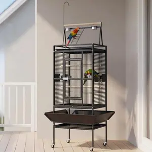 82" h Large Bird Cage, Bird Cage with Playground, Feed Bowls, Wide Tall Parrot Cage for Parakeets, Conures, Cockatiel, Cockatoo