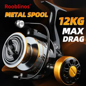 Rooblinos HM Spinning Reel, Full Metal Frame, Stainless Steel Ball Bearing, 8kg Max Drag Fishing Reels, Fishing Gear for Medium Inshore & Offshore Saltwater, Freshwater and Ice Fishing, Fishing Equipment