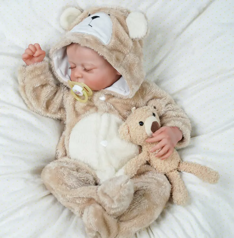 BABESIDE 17-in Lifelike Reborn Baby Doll Boy Levi - Full Vinyl Body Realistic Newborn Doll, with Toy Feeding Accessories, Perfect Gift for Kids