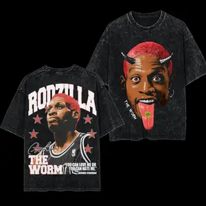 Dennis Rodman 91 Retro Unisex Acid Washed T-Shirt, 100% Heavy Cotton Bulls Basketball Team T-Shirt, Basketball Legend Shirt Gift For True Basketball Fans Graphic Tees Streetwear Outfit