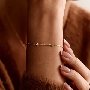 Iridescent Opal Flower Cross Bracelet  Dainty Floral Faith Jewelry, Meaningful Christian Keepsake & Birthday Gift for Her | EWOPT