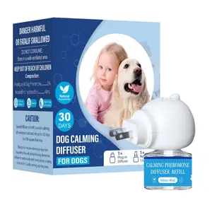 Pet Calming Diffuser Kit with Night Light for Cats and Dogs - Anti-Anxiety Relief with Auto-Mist & Blue Indicator (1-2 Pack)