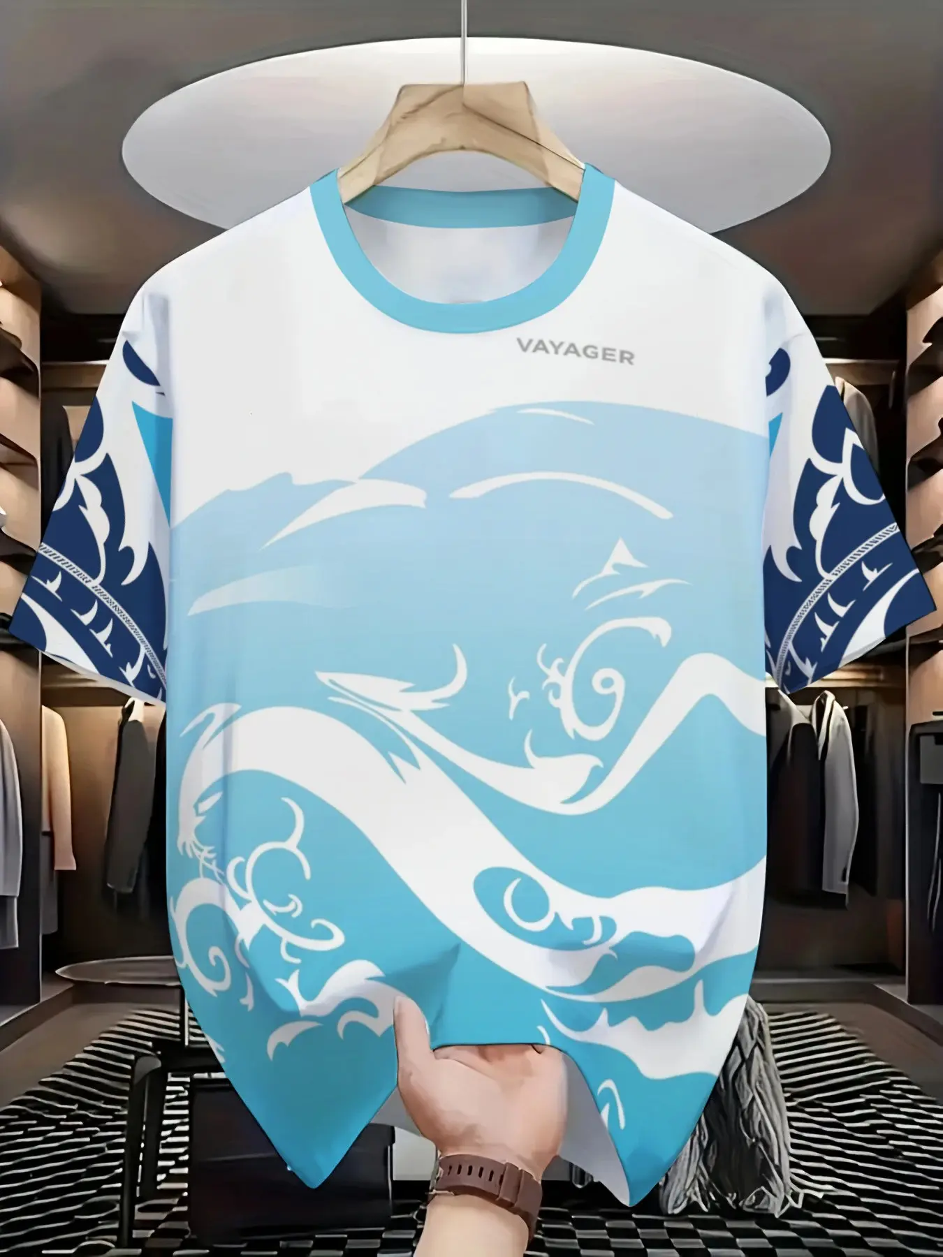 Men's Vayager Upf Sun Protection Swimwear, Quick-Dry Rash Guard Surfing T-Shirt, Short Sleeve Round Neck Summer Water Top, Casual Beach Wear Swimming Gear