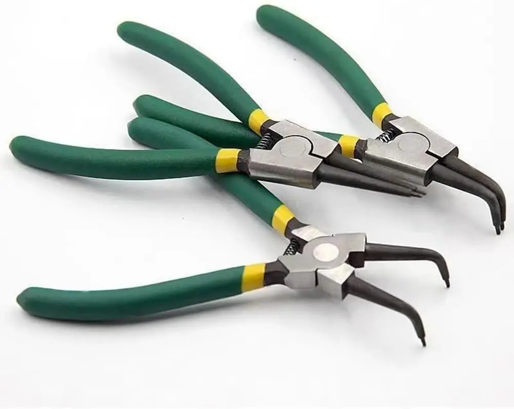 4-Piece Circlip Pliers Set, Heavy-Duty Spring-Handle Multipurpose Plier Set with Storage Box, Easy-to-Carry Hand Tool for Hardware, Automotive Use, External Buckle Application