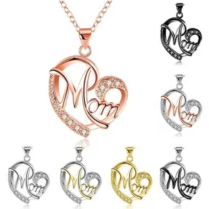 Love Heart Mom Charm Pendant Chain Necklace Great Gift Mother's Day, Mum