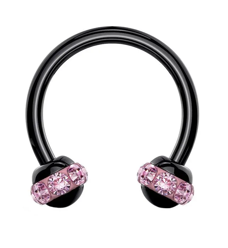 Pink Gem Orb Black Circular Barbell