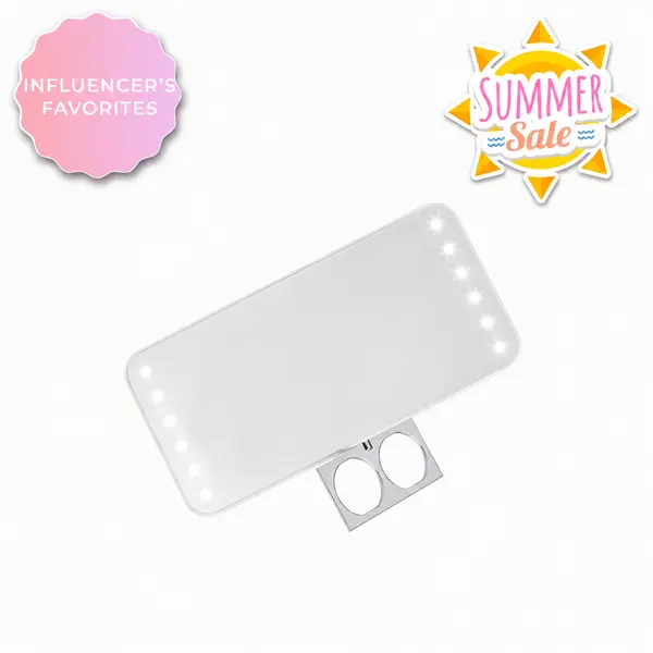 RIKI CUTIE Compact LED Pocket Mirror with Retractable Ring and 3 Dimming Stages for Daily On-the-Go Makeup