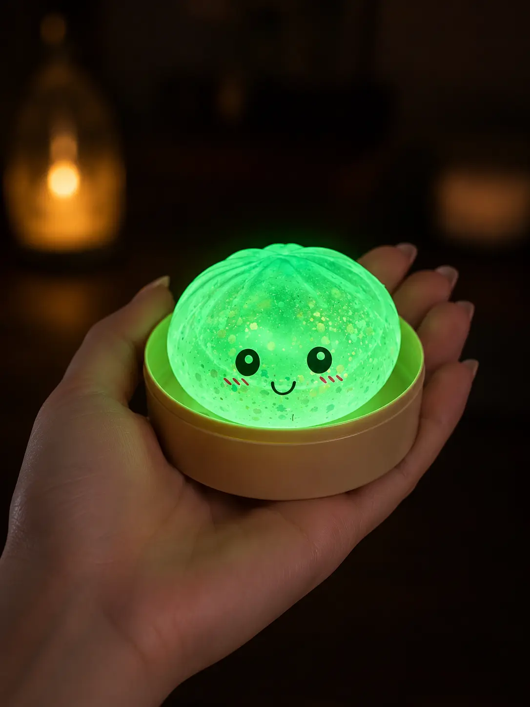 Glow in the Dark Dumpling Squish Toy(Must Charge in Sunlight 30 Min to Glow) | Squish & Stretch Stress Balls | Random Color Sensory Fidget Toys Ages 3+