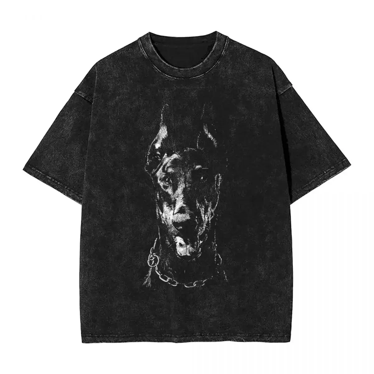 valentine shirts Funny Doberman Dog Washed T Shirt Streetwear Hip Hop Retro T-Shirts Tees Tops for Men Women Short Sleeve High Street Summer Vintage Distressed