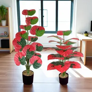Tropical Rainforest Decorative Tree, Realistic Plastic Faux Plant, Artificial Plant with Evergreen Leaves, Suitable for Home Decoration Office Garden Holiday Decor