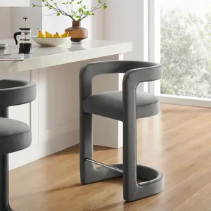 Winslow Performance Velvet Counter Stool in Storm Gray