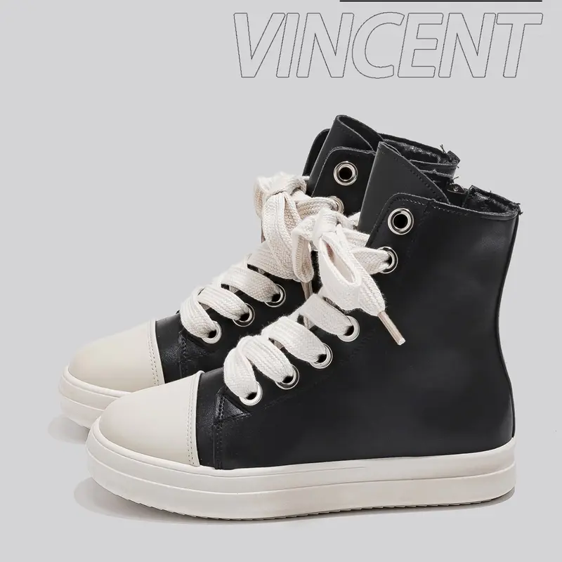 Women's Fashionable Colorblock High-Top Chunky Platform Sneakers, Lace-Up Round Toe Casual Versatile Shoes for Daily Wear, Trendy Shoes, Thick Soled Trainers