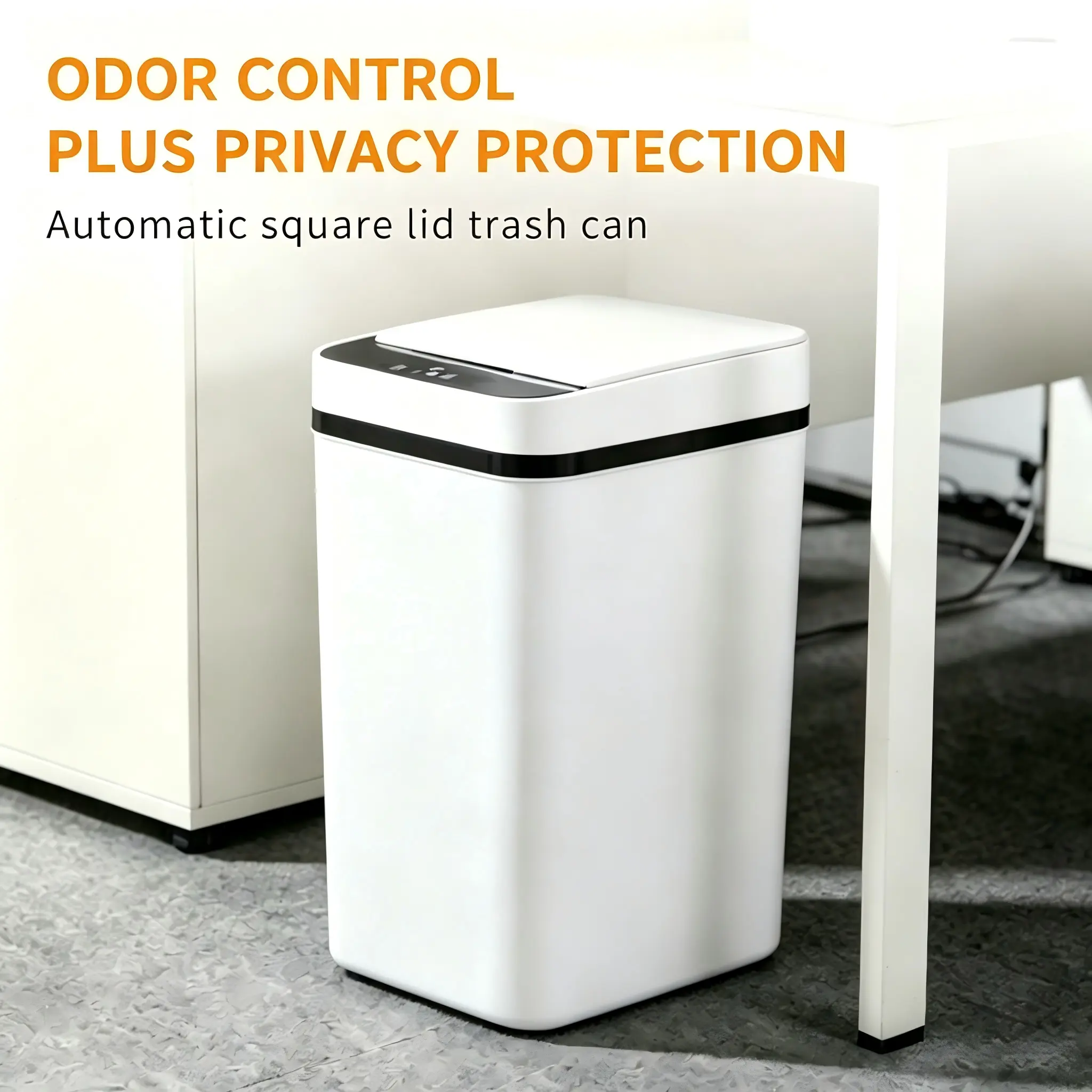 12L Induction Automatic Bin - Touchless Plastic Single Unit Smart Trash Can with Odor Lock, Space-Saving Multifunctional Home Care Supply for Kitchen, Bathroom (for Home Users)