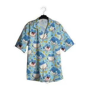 Hawaiian Summer Cute Cartoon Printed Shirts For Mens Short Sleeve Shirts Oversized Short-Sleeved Hip Hop Streetwear Men's Tops Fabric, Soft Summer Beach Wear