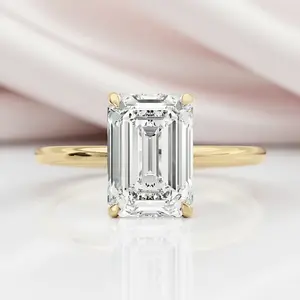 Yellow Gold Emerald Cut 3.5 Carat Solitaire Engagement Ring