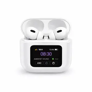 A9 Pro Wireless Earbuds with Smart Touchscreen Case ANC HD Sound Battery Display In-Ear TWS Headphones Full-Color Touch Screen Compact Portable Design