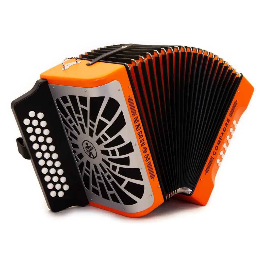 Hohner Compadre Accordion FBE Orange with Matte Gray Grill