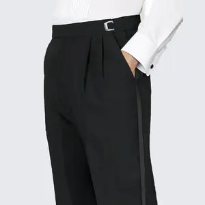 Mens Tuxedo Pants Adjustable Waist Pleated Front