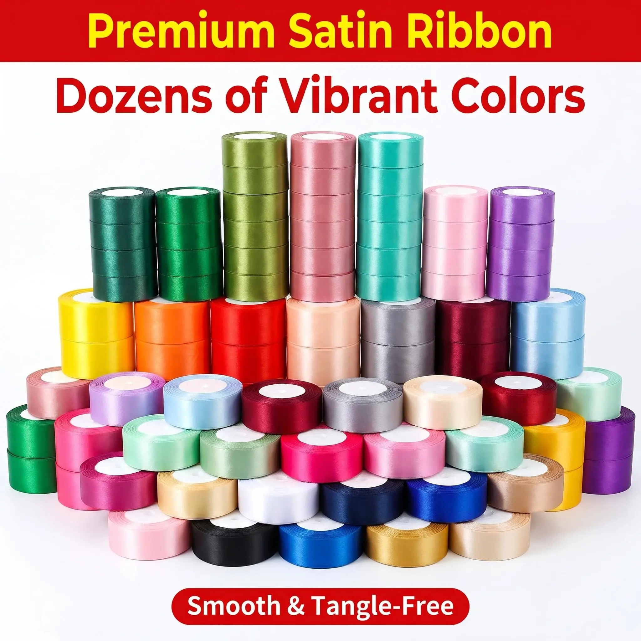 Premium 5-Piece Luxury Satin Ribbon Set, Black Multiple-Colors Festive Party Decorating Supplies, Gift Wrapping & Home Crafting Essentials