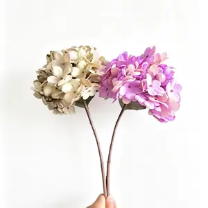2pcs Multicolor Vintage Hydrangea Artificial Flowers, Fake Silk Hydrangea Buds and Stems, Home Decor, Wedding Decoration