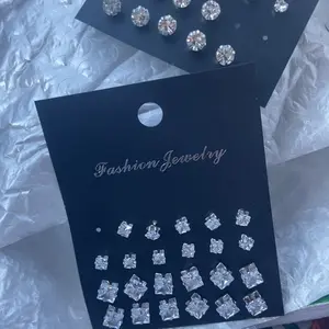 24 Pairs Exquisite Shiny Round Square Shaped Stud Earrings Sparkling Artificial Crystal Inlaid Earrings Set Party Wedding Engagement Anniversary Jewelry Set