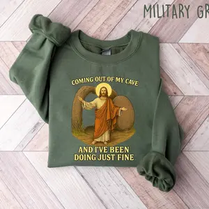 Jesus Coming Out Of My Cave And I've Been Doing Just Fine Shirt, Christian Rolling Stones Sweatshirt and Hoodie, Easter Christian