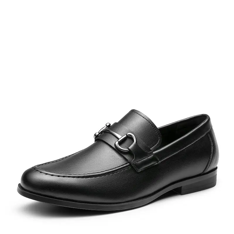 【BRUNO MARC Anniversary】 Men's Classic Old Money Loafers, Cushioned Vegan Leather Business Casual Slip-Ons with Metallic Accent, Footwear, Rubber, Durable Rubber Outsole, Brown Loafers, Formal To Casual, Office To Dinner Ready, Closed Toe, Easy Walk Loafe