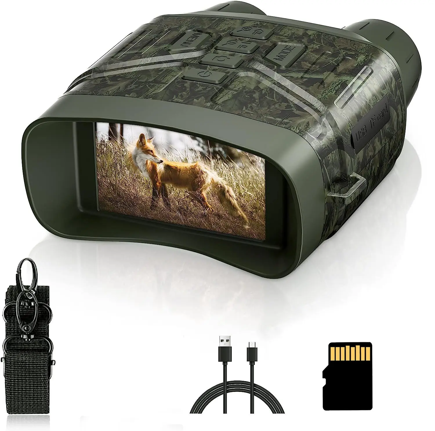 4K Camo Digital Night Vision Binoculars with 3'' HD Screen,5X Zoom Infrared Night Vision Goggles,Rechargeable with 32GB TF Card & Strap,Day/Night Tactical Gear for Wildlife Observation,Camping & Security Surveillance,Gifts for Men Outdoor Gadgets
