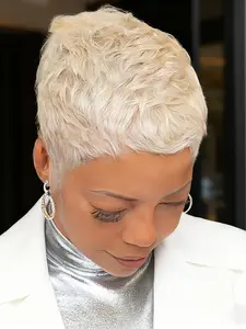 Human Hair Pixie Wig, Short Wigs For Women, Layered Machine Made Wig for Party