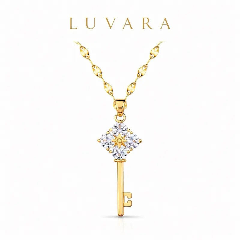 LUVARA Key Necklace 18K Gold Plated Stainless Steel