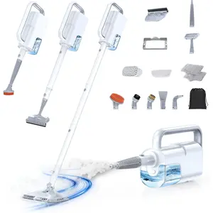 10-in-1 Steam Mop with Detachable Handheld Steamer, 350ml Tank, 10s Heat-Up, 248°F Steam Cleaner, 3-Level Control and Swivel Head for Floors, Carpets, Tiles, BBQ grill Multi-Surface Cleaning White