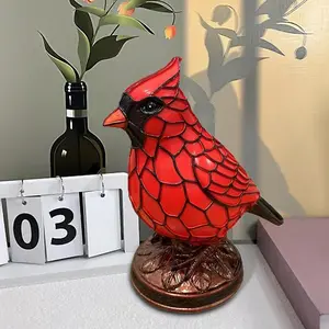 Decoration Bird Statue Lamp, Hand-Painted Resin Cardinal Light, Bedside Living Room Bedroom Home Decor, Bird Decorations