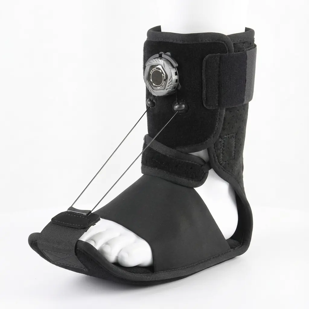 Adjustable Plantar Fasciitis Night Splint, Hook Knob Tension Support for Heel Pain & Achilles Tendonitis, Comfy Night Sock for Men & Women Black, Ankle Protective Compression, Foot Supports