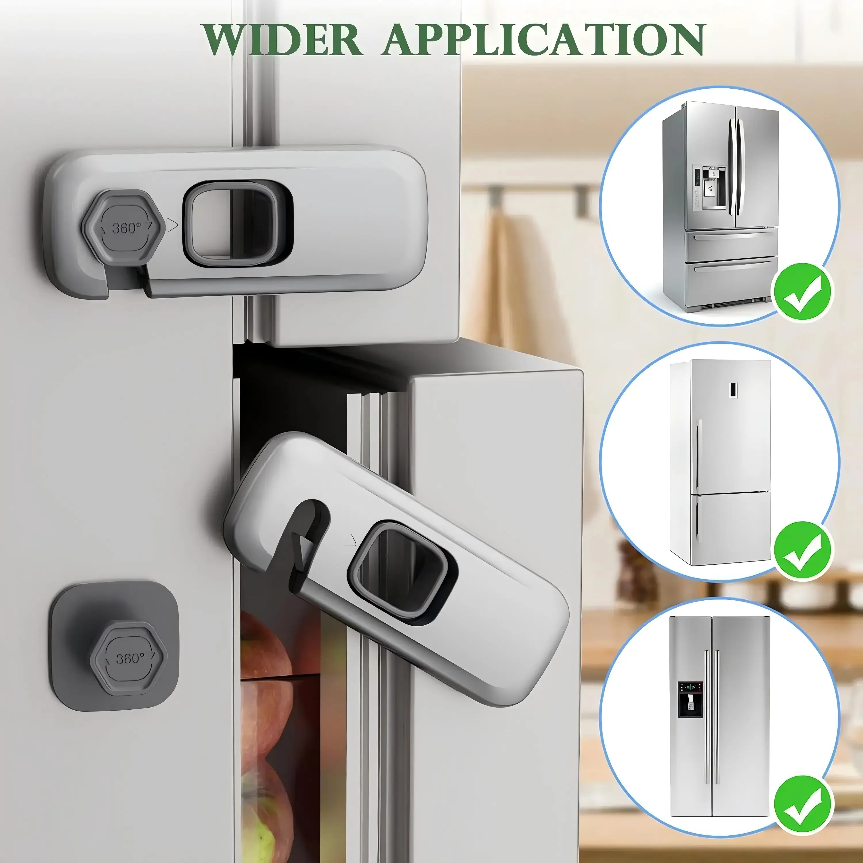 5 Pack Proof Refrigerator Lock, Proofing Cabinet Locks, oven lock safety, fridge lock, for Fridge, Drawers, Dishwasher, Oven, Cupboard, Closet, Adhesive, No Tools Nursery Playpen
